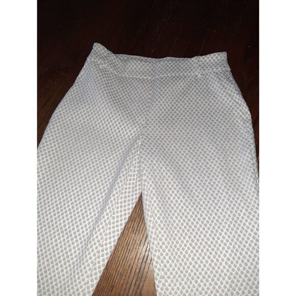 Size 8 C Est 1946 Khaki Tan White Mid Rise Flat Front Dress Casual Pants Stretch - Picture 2 of 3